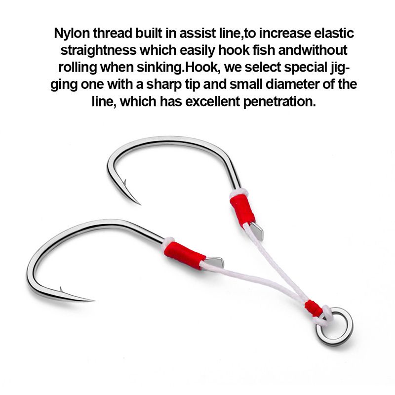Iron Plate Lure Deep Boat Tuna Double Hair Tying Sea Fishing Assist Jigging Hook_voghion.com