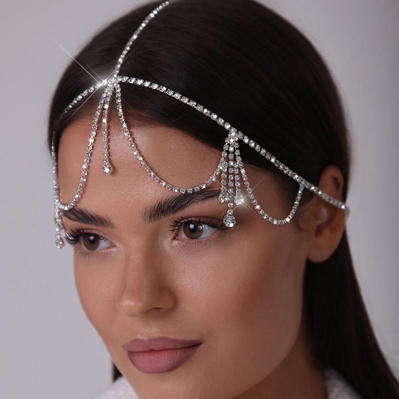 Hot-selling Fashion Bridal Wedding Fringe Forehead Chain Cross-border Personalized Rhinestone Hair Accessories Hair Chain Hair Chain_voghion.com