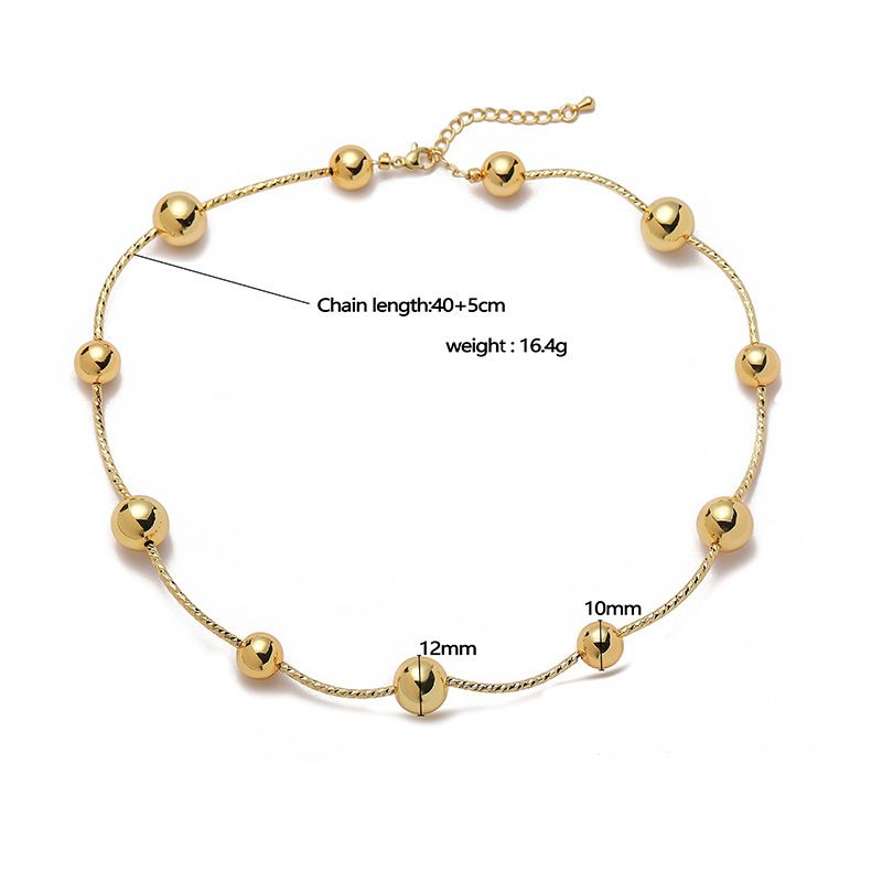 Verstellbares Glücksperlen-Armband- und Halsketten-Set für Damen – 18 Karat vergoldete runde Perlenkette, Boho-Chic-Accessoire für den Alltag, Schmuckset_voghion.com