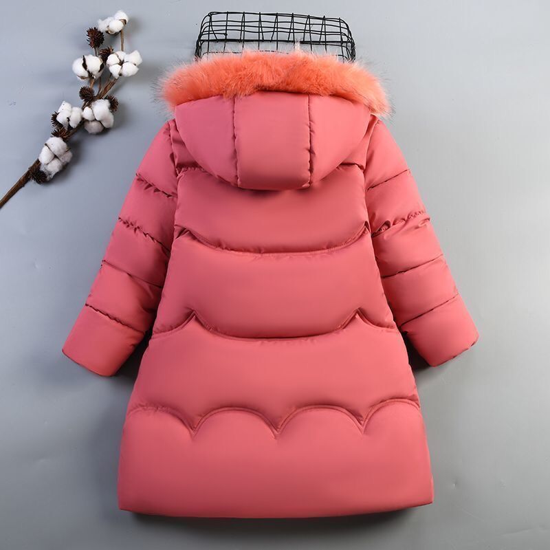 Winter Girls' Cotton Padded Jacket Korean Style For Middle And Large Children's Children's Medium And Long Style Thick Warm Down Cotton Jacket_voghion.com