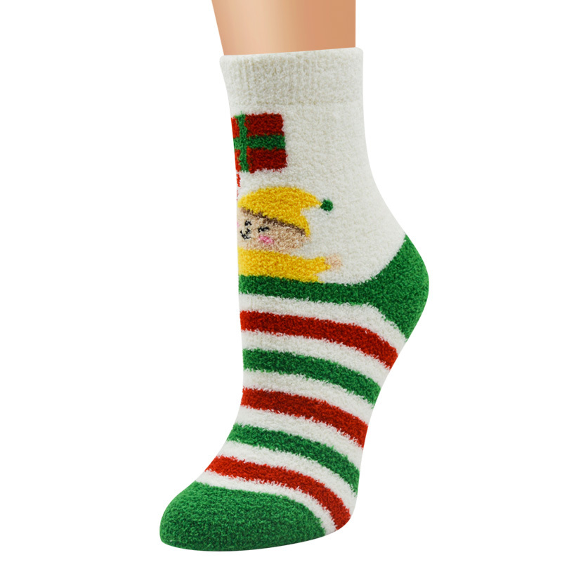 Calzini da donna Calza di Natale Calza di Natale da donna Le nuove calze da donna di Babbo Natale in velluto corallo_voghion.com