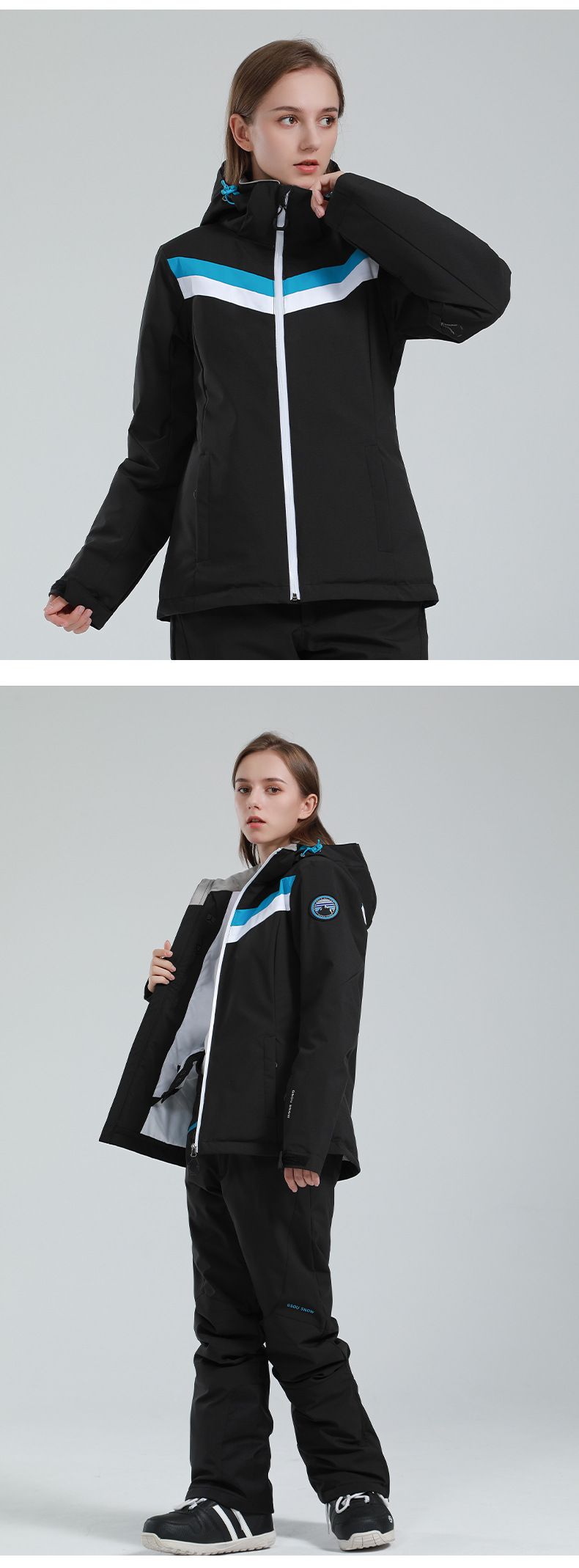 New Fashion Color Matching Outdoor Top Snow Jacket_voghion.com