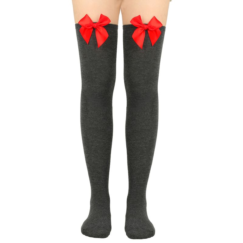 Calze sexy con fiocco per San Valentino sopra il ginocchio, calze alte, calze da donna, calze per feste di appuntamenti_voghion.com