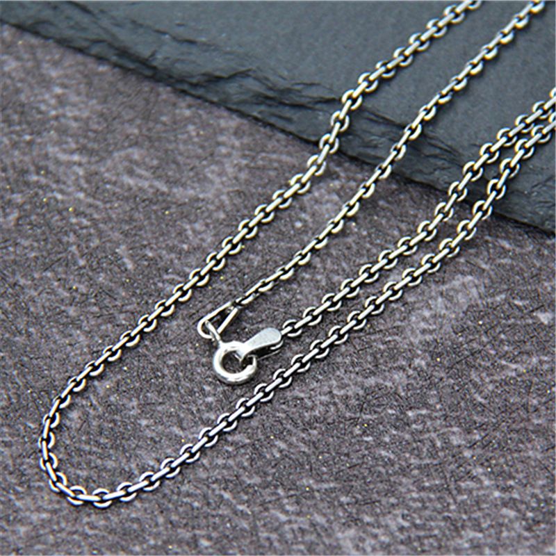 Collana con croce in argento tailandese vintage, unisex, lunga e corta, con clavicola buddista_voghion.com