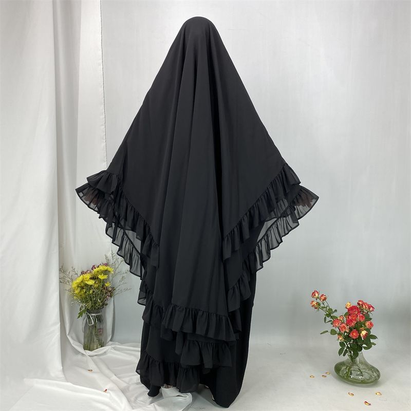 Ramadã longo chiffon babados khimar abaya muçulmano niqab lenço grande islam roupas de oração eid djellaba turbante de camada dupla hijabs_voghion.com