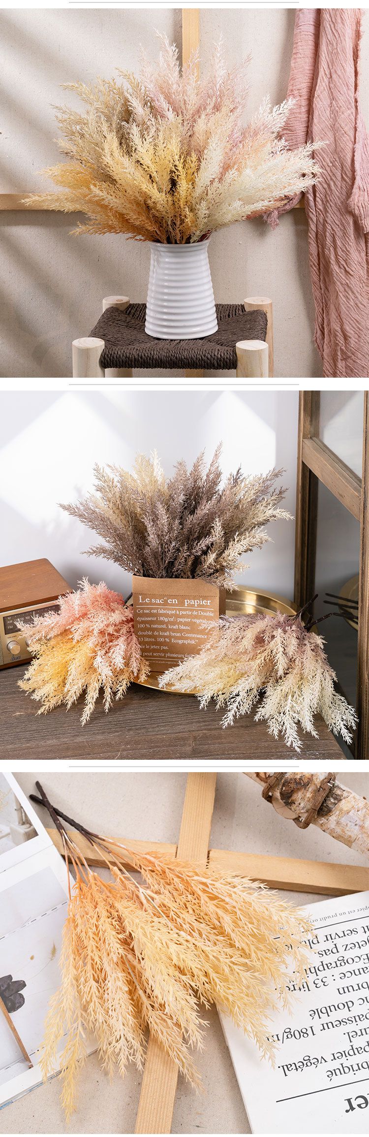Gli aghi di pino simulano fiori e piante verdi decorazioni per matrimoni_voghion.com