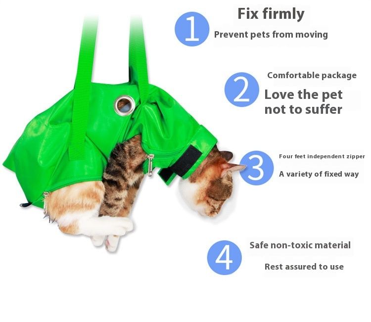 Cat outdoor portable foldable pet carrying holder anti scratch and bite fixed cat bag, injection bag_voghion.com