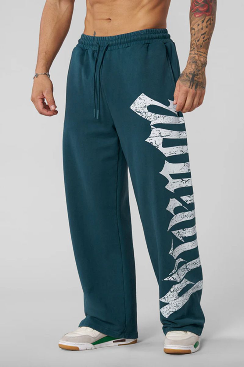Pantalons de sport pour hommes, pantalons de sport, de course à pied, d'entraînement, en coton imprimé, pantalons de survêtement à jambes larges en coton imprimé pour la gym, la course à pied, l'entraînement, les joggeurs athlétiques_voghion.com