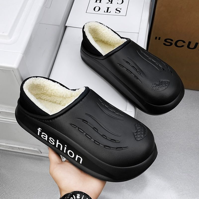 Borsa per coppia in Eva con suola spessa di grandi dimensioni con pantofole impermeabili da uomo, indossa scarpe di cotone calde all'esterno in autunno e inverno_voghion.com