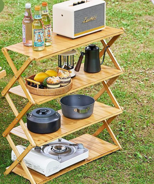 Outdoor Storage Folding Table Portable Multifunctional Multi-layer Organizer For Camping Special Tableware Rack_voghion.com