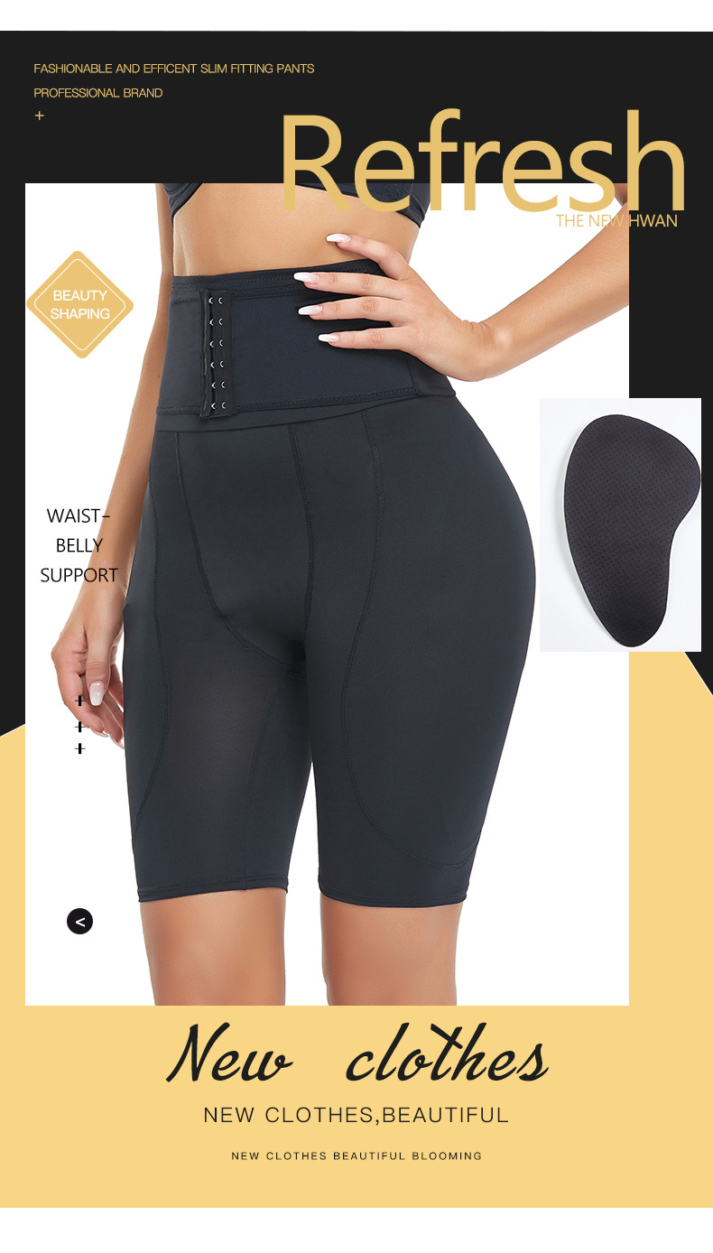 Fake butt lifting pants to enlarge buttocks and crotch, high waist breasted tummy control pants, foam padded body corset and tight pants_voghion.com