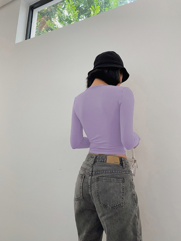 T-shirt corte da donna a girocollo, top casual alla moda e versatili_voghion.com