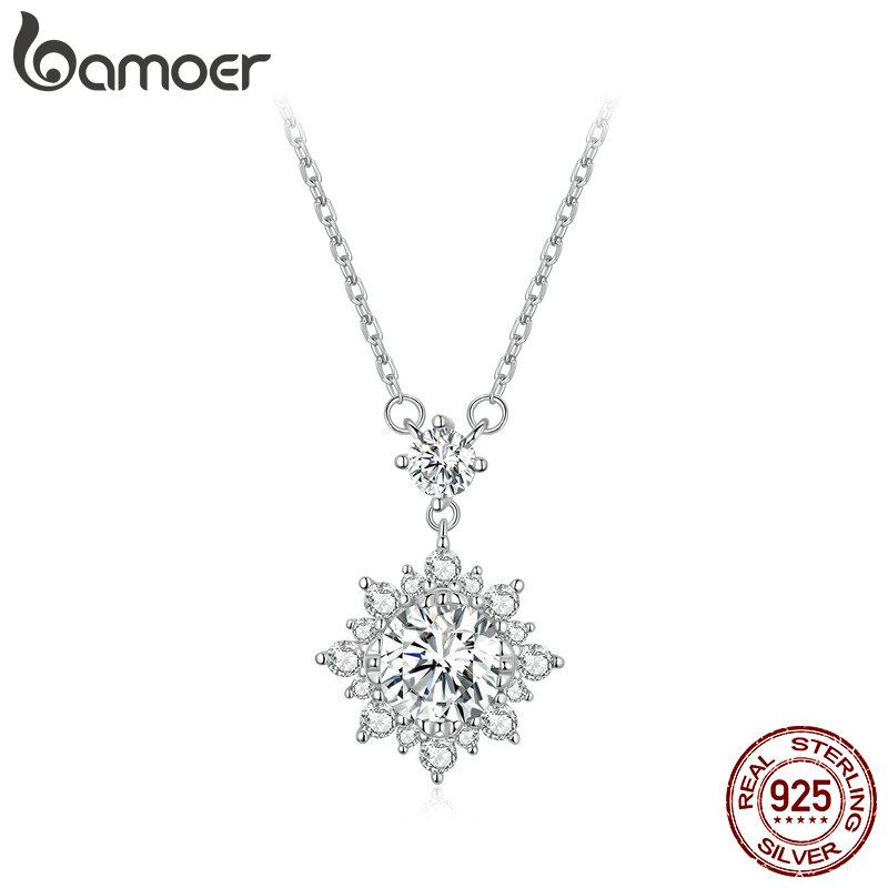 Collana con catena in argento sterling con diamante di laboratorio da 1 carato, Moissanite Halo per donna_voghion.com