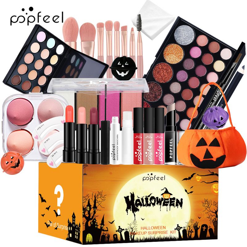 Make-upsets Nieuwe POPFEEL Make-upset Lipgloss Oogschaduw Blush Contourset Halloween Kerstmis_voghion.com