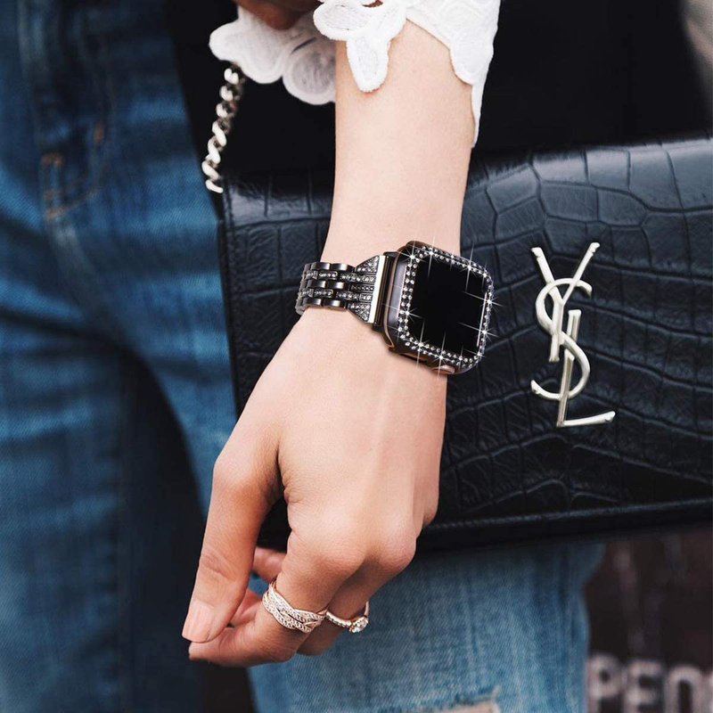 Diamant-Gehäuse für Apple Watch 7 41 mm 45 mm 44 mm 40 mm 42 mm 38 mm Zubehör Bling Bumper Protector Cover iWatch Serie 8 3 4 5 6 se_voghion.com