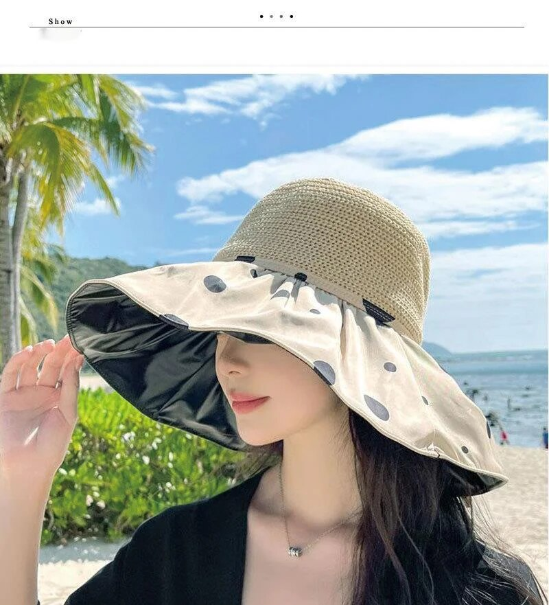 Versione coreana della spiaggia a tesa oversize per il pescatore versatile in gomma nera minimalista da esterno da donna con incavo_voghion.com