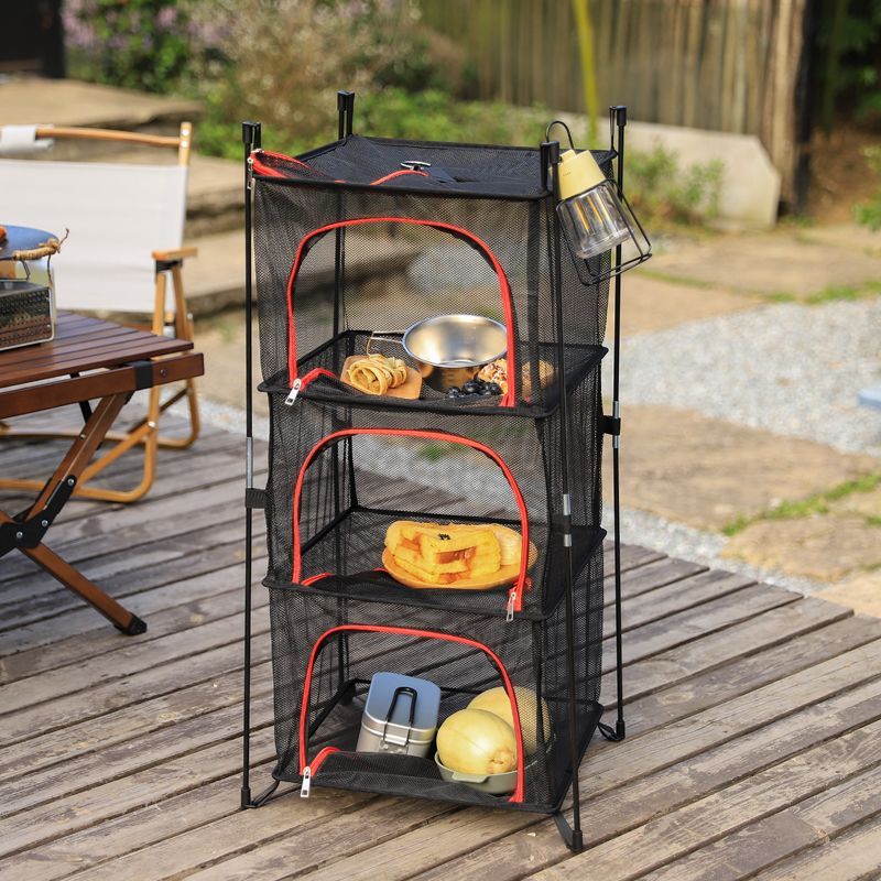 Outdoor Multifunctional Folding Fish Camping Fruit Vegetable Clothes, Hanging Drying Net, With Bracket To Prevent_voghion.com