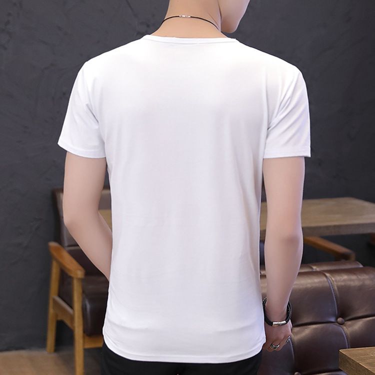 T-shirt à manches courtes en coton pour hommes, processus d'injection directe numérique en pur coton 3D, confortable, respirant, col rond, slim, manches courtes_voghion.com