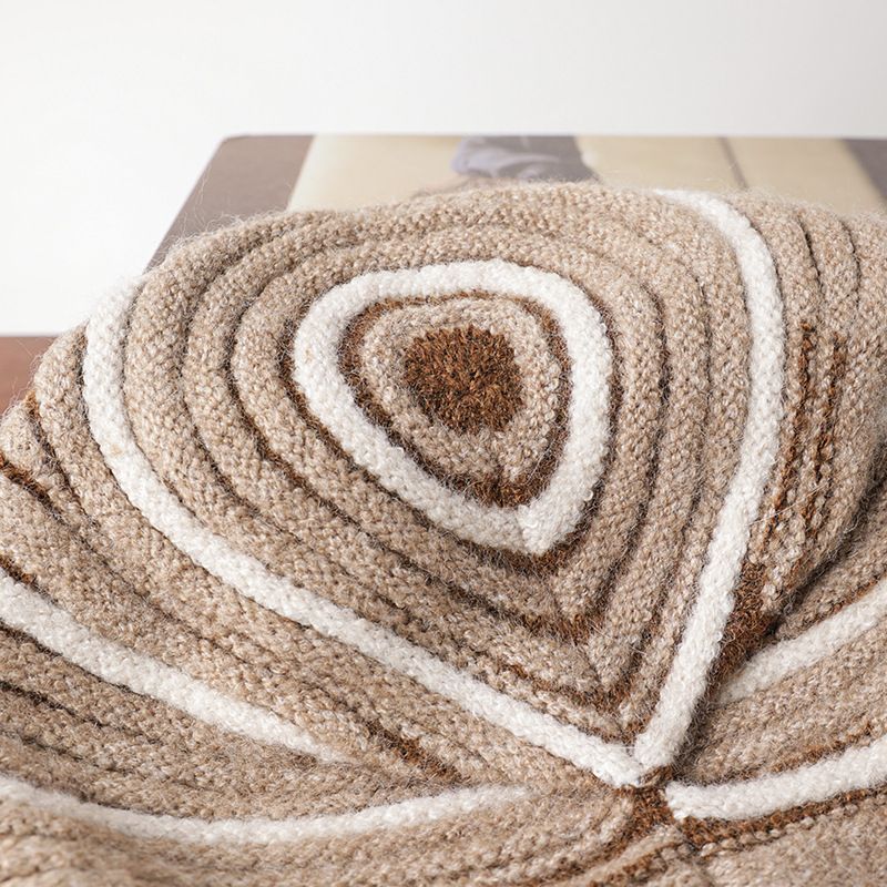 Cappello giapponese lavorato a maglia a righe a contrasto, da donna, autunno e inverno, in misto lana, versatile, impilabile, semplice, pullover_voghion.com