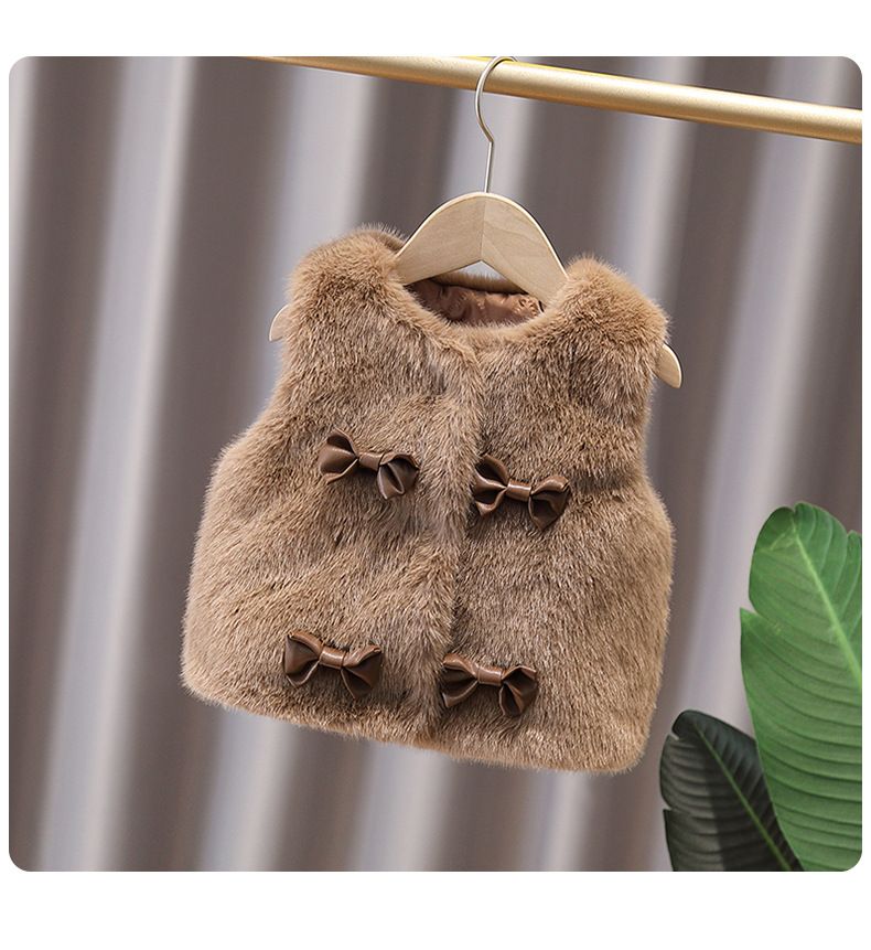 Girls Vest Autumn And Winter Style Little Girl Stylish Fur Waistcoat Jacket 1 2 3 Years Old Baby Outer Wear Small Vest 4_voghion.com