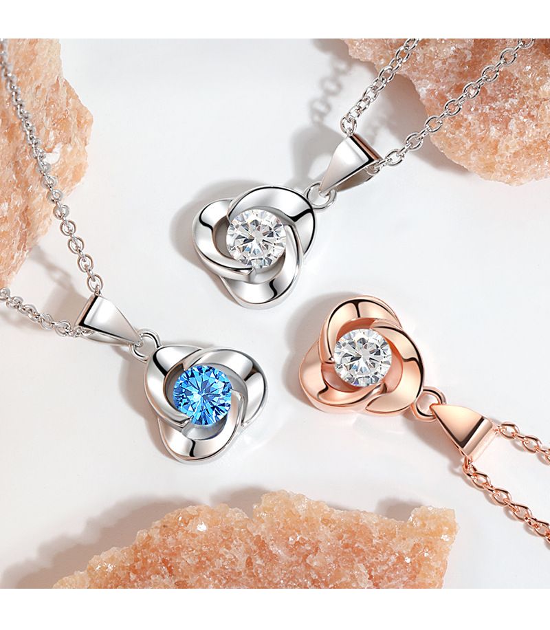 Collana con ciondolo a forma di petalo di rosa, catena per clavicola, semplice, con cuore dell'oceano e trifoglio rotante, da donna_voghion.com