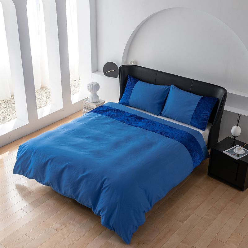 Hometextiel beddengoed driedelige fluwelen patchwork effen kleur dekbedovertrekset_voghion.com