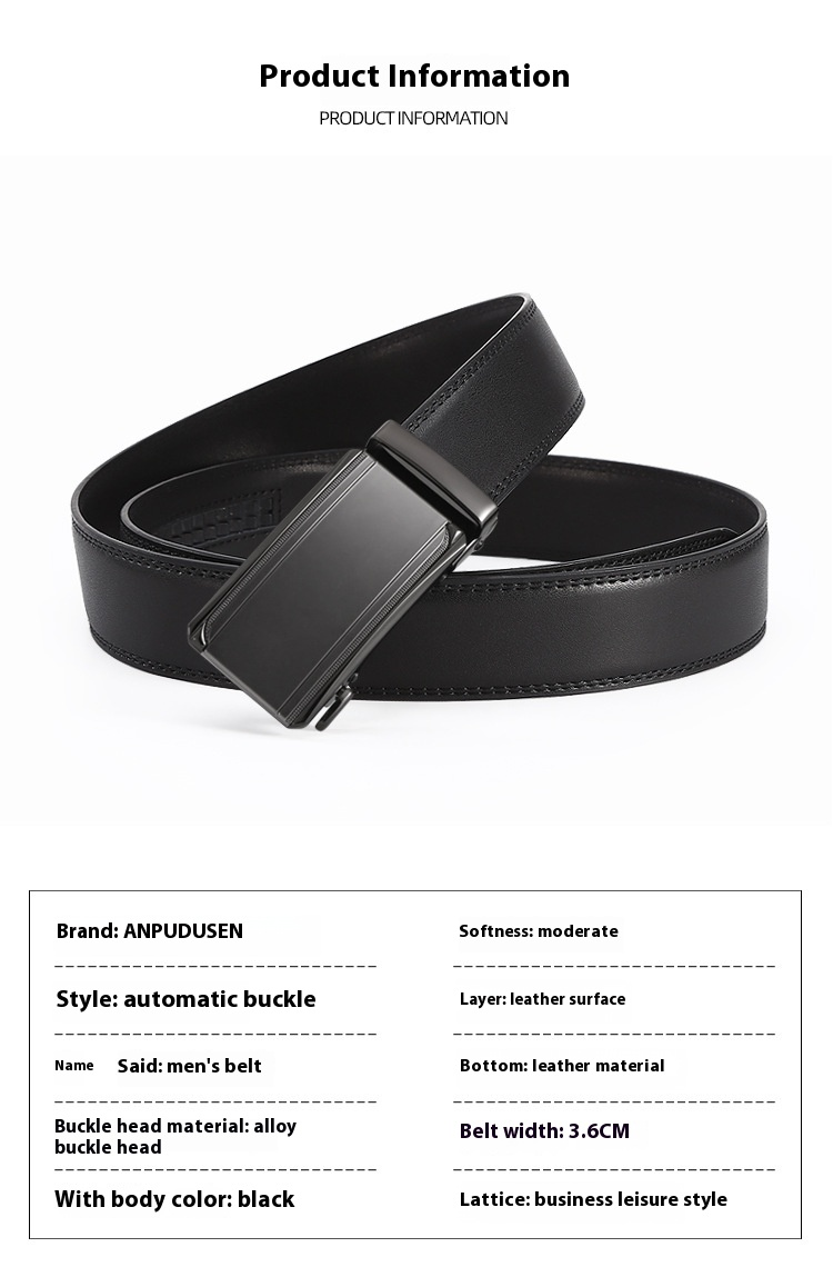 New Cowhide Men's Automatic Belt, Casual and Versatile Waist Belt for Middle-aged and Young People, Alloy Buckle for Casual Use_voghion.com