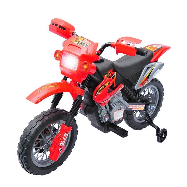 Qaba Kids 6V Electric Ride-On Motorcycle With Training Wheels, Battery-Powered, Red_voghion.com