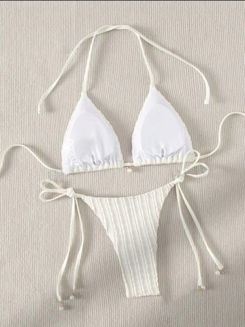 Abbigliamento da donna, nuovo costume da bagno bikini sexy con spacco, due pezzi, con coulisse e schiena scoperta_voghion.com