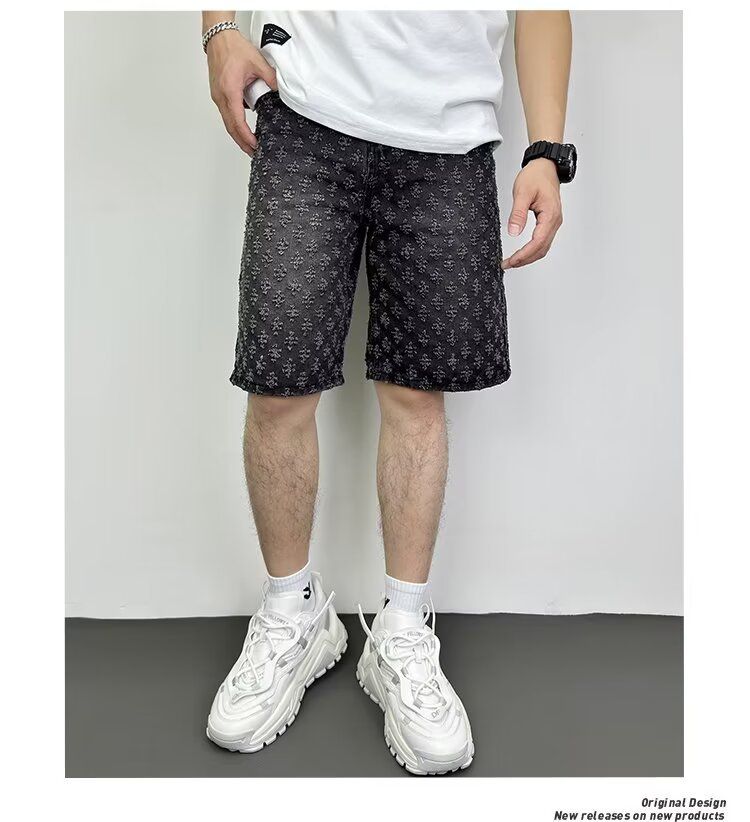 Summer New Style Hong Kong Vintage Men's Jeans Trendy Brand Design Sensibility Niche Loose-fit Denim Shorts Korean Version_voghion.com