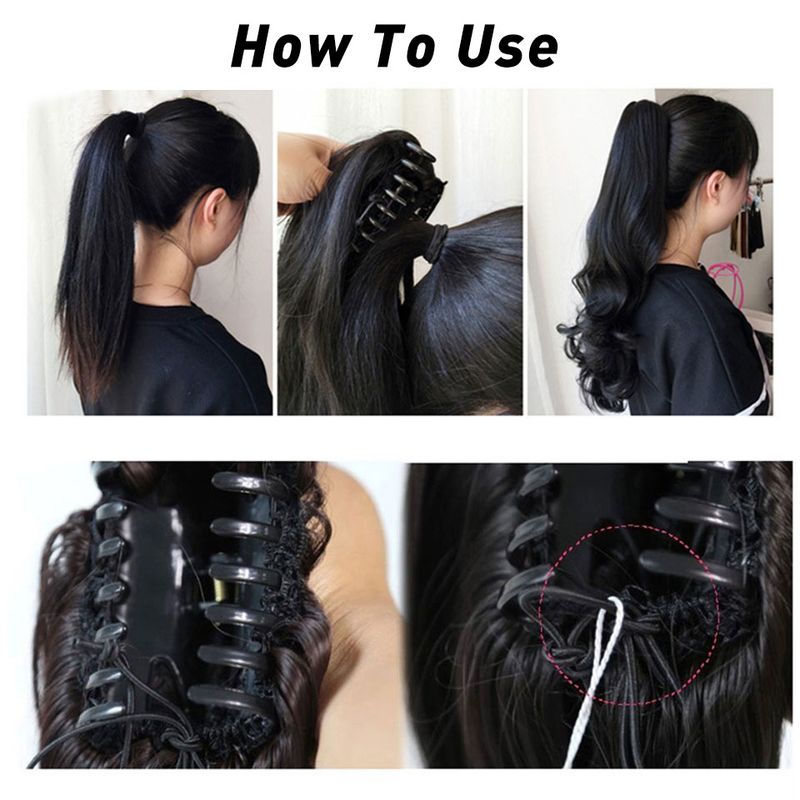 Parrucca con clip, 60 cm di lunghezza, coda di cavallo, alta temperatura, capelli morbidi in seta, vari stili_voghion.com