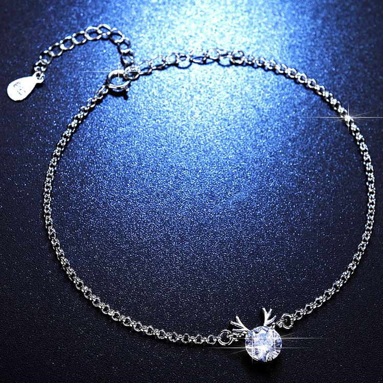 Catena con sei archi a forma di fiocco per donna, semplice braccialetto alla moda con girasole imitato in moissanite_voghion.com