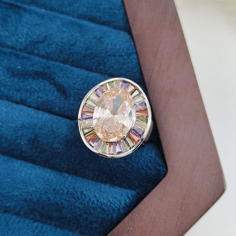 Frauen Bunte Zirkon Für Modische Licht Champagner Ring Super Funkelnden Voller Diamant Übertrieben Hand Schmuck_voghion.com