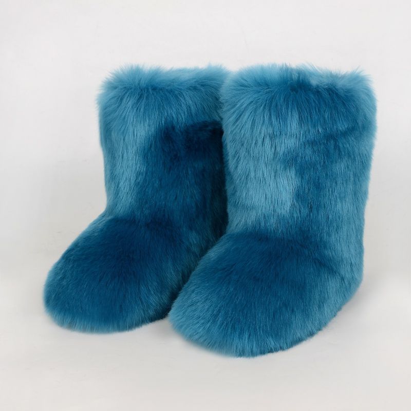 Winter snow boots Women's outer wear warm non-slip cross-border long fur mid-calf raccoon fur y2g fur boots_voghion.com