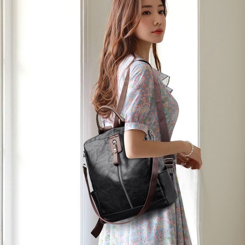 Zaino antifurto da donna in pelle PU, borsa a tracolla di grande capacità, VIE, di marca, di alta qualità, alla moda_voghion.com