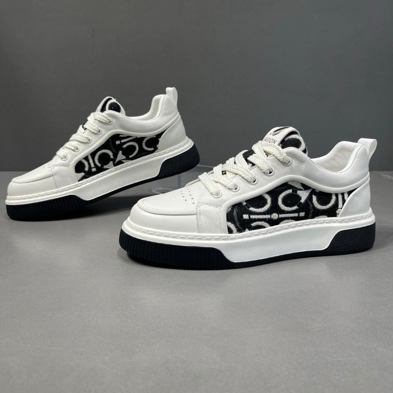 Scarpe sportive da uomo in pelle versatili e personalizzate, alla moda, con suola spessa, quattro stagioni, nuove, basse e con lacci, casual, da uomo_voghion.com