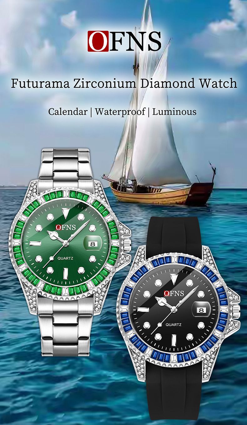 Men's Stylish Quartz Watch With Luminous Hands, Date Display, And Diamond Accents - Waterproof Casual Dress Watch For Business And Daily Wear_voghion.com