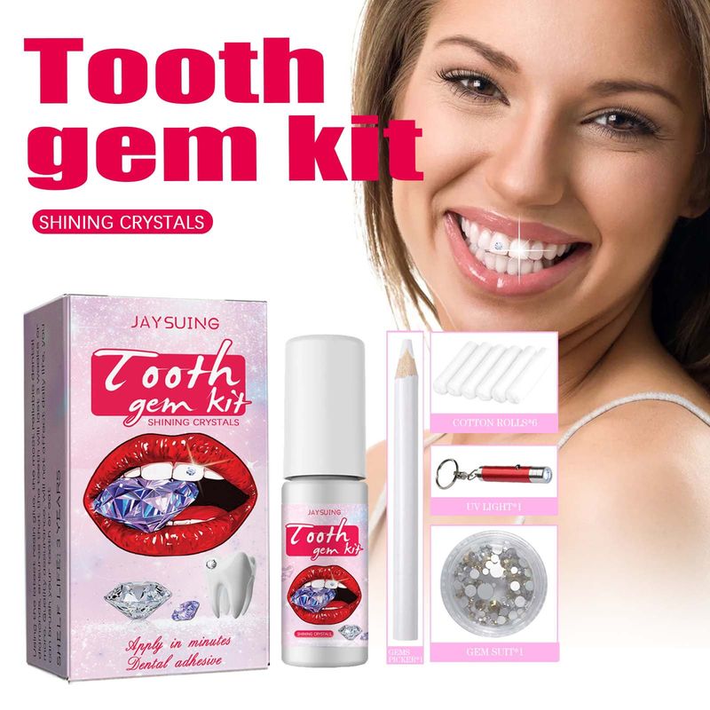 Jaysuing Kit Krydret pigesmykker Let at fjerne og installere Crystal Diamonds Tanddekoration skinnende klistermærke_voghion.com