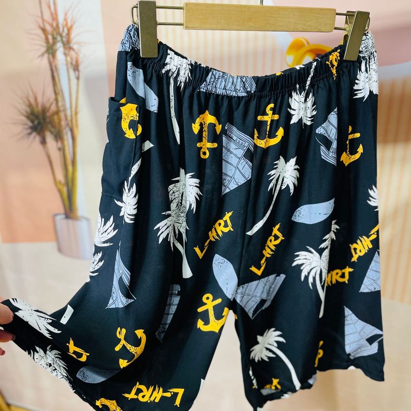 Męskie letnie, modne, casualowe, plażowe, hawajskie, szybkoschnące, sportowe szorty z wiskozy z pięcioma punktami_voghion.com