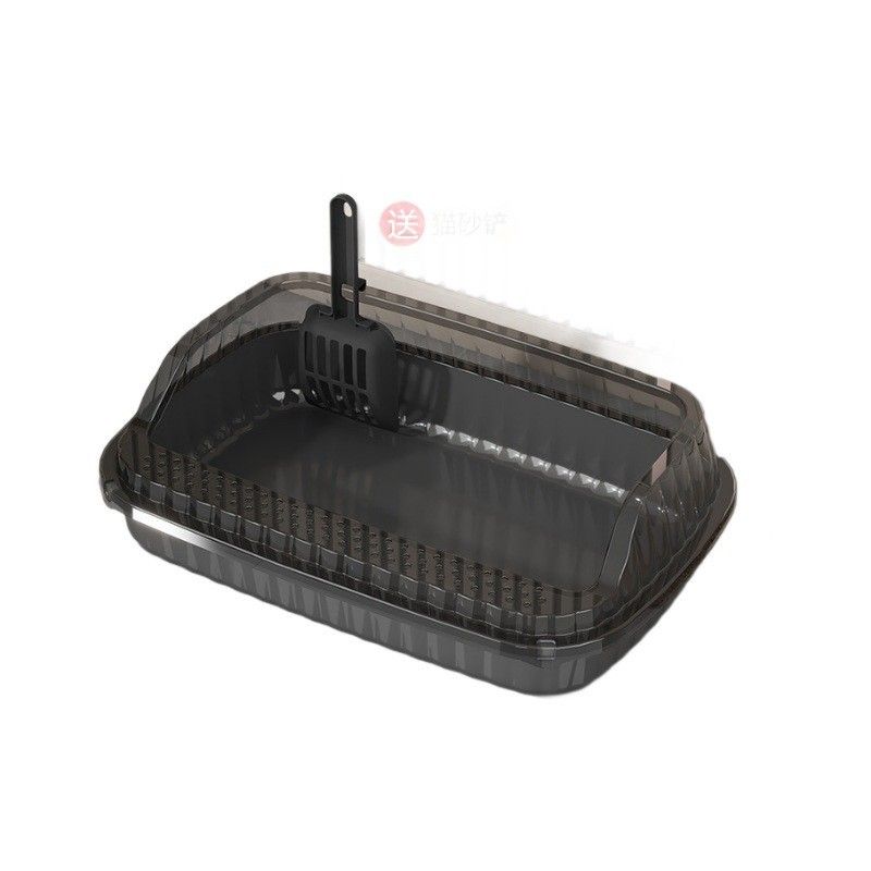 Extra Large Semi-Enclosed Anti-Splash Tray Supplies Litter Pan Cat Waste Box_voghion.com