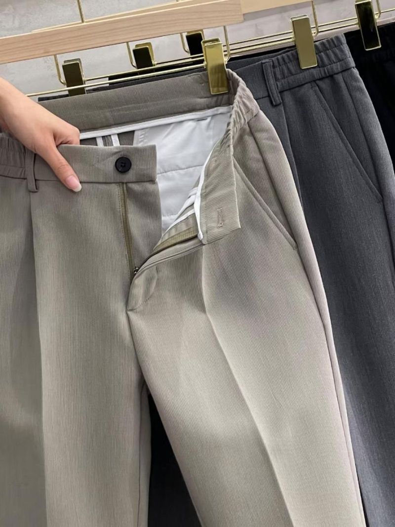 Wollhose Herren Herbst und Winter Gerade Bein Anzughose Herren Leichte und Reife Windhose Hose Verdickte Warme Neun-Punkt-Freizeithose_voghion.com