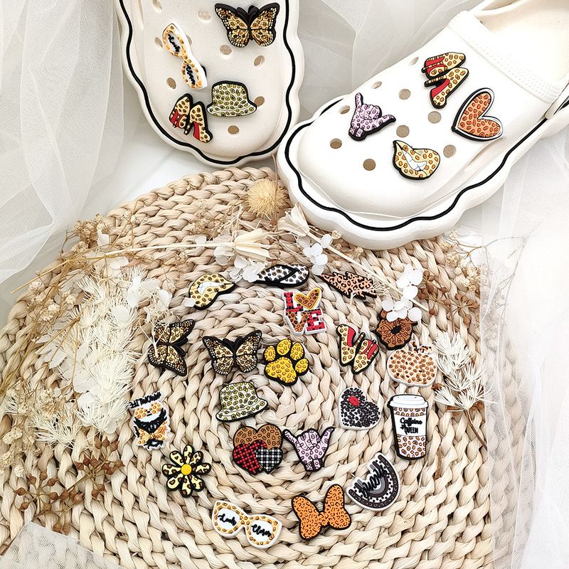 20 Sets Of Cartoon Leopard Print Shoes Flower Decorative Buckle Personalized DIY Student Garden Shoe Buckle Accessories_voghion.com