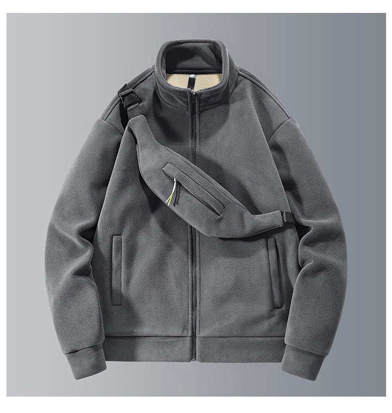 Nuevo conjunto cálido grueso de lana para otoño e invierno para hombre, chaqueta cómoda con cuello alto suelto, a la moda e informal_voghion.com