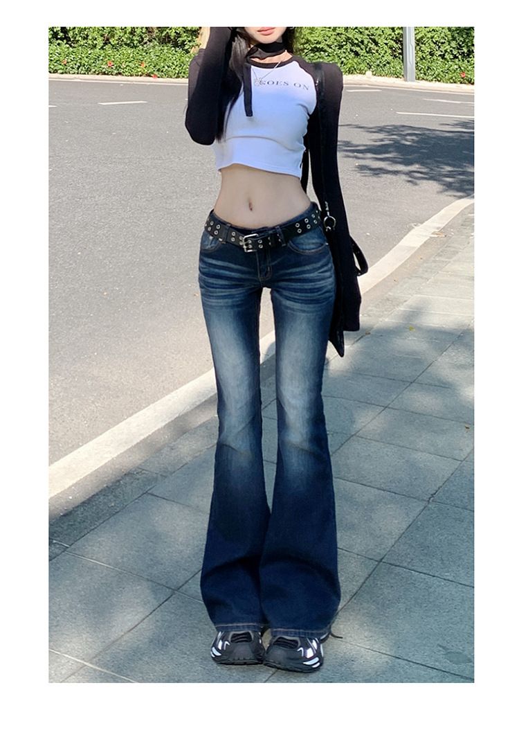 Women's Retro Low-Rise Flared Jeans - Stretch Slim Fit Bootcut Pants_voghion.com