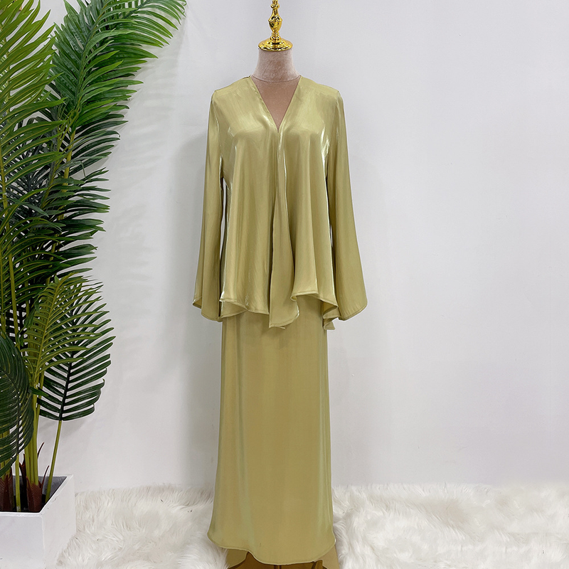 Women's fashion casual solid color small fresh lace-up top + skirt set_voghion.com
