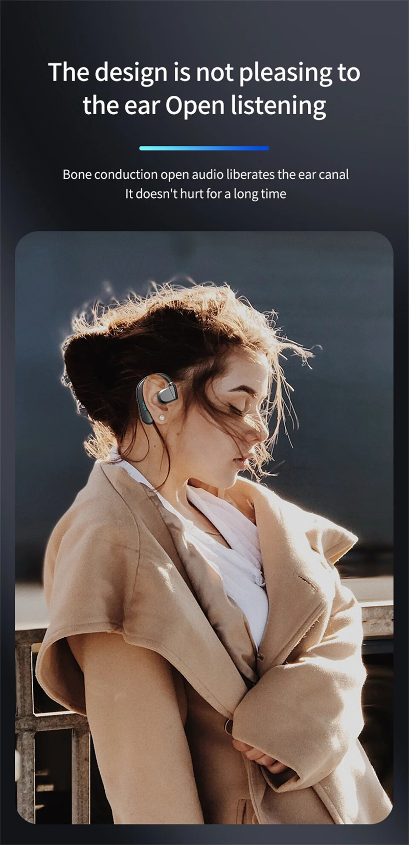 Trådløse Bluetooth-hovedtelefoner med mikrofon-knogleledning-øretelefoner Håndfri støjreducerende headset til kørsel_voghion.com