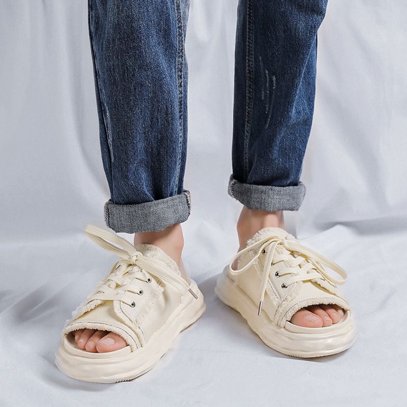 Kvast-hjemmesko til mænd, sommer- og udendørstøj, trendy mærke-klipklappere, alsidige højdeforøgende sandaler i skridsikre designs_voghion.com