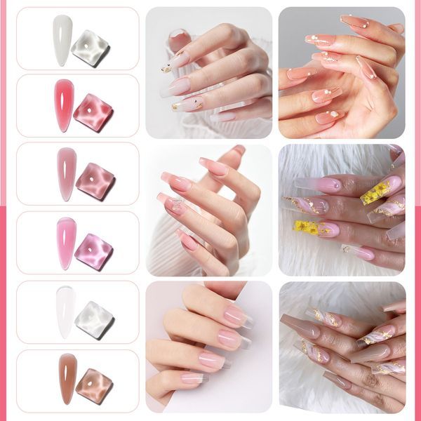 Poly Gel Nail Kit, Poly Nail Gel Kit With UV Lamp For Beginners With Everything, Gel Extension Nail Kit With Slip Solution_voghion.com