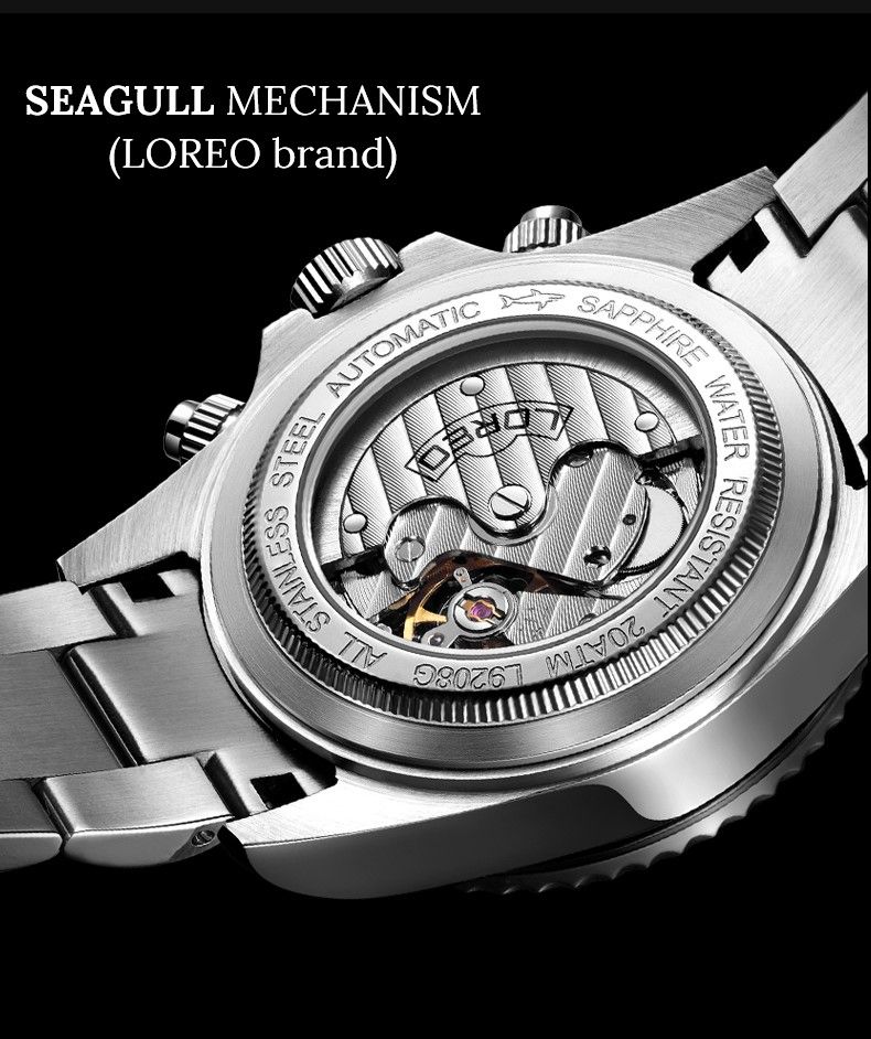 LOREO Professionelle Taucheruhren für Männer, 200 m wasserdicht, automatische Uhr, Saphirglas, verschraubte Krone, Datum, leuchtend, Relogio Masculino_voghion.com