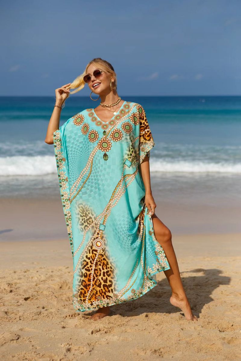 Bohemian Beach Cover-Up Kleid – Leichte und atmungsaktive Tunika aus 99 % Baumwolle für Damen, übergroßes, fließendes Sommerkleid, perfekt für den Pool_voghion.com